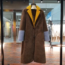 Пальто из овечьего меха, длинное пальто для женщин, зимняя куртка из настоящей овчины, женское теплое пальто, разноцветная одежда из натуральной овчины