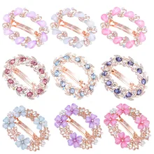 Цветочная Заколка "Бабочка" шпилька для волос с горным хрусталем Хрустальная брошь для волос дикая Весенняя заколка для волос Дамская заколка для девушек шпилька инструмент для укладки