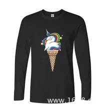 2017 Newest Fashion Funny Funny Rainbow Unicorn Icecream funny Long TShirts Long Sleeve T Shirt