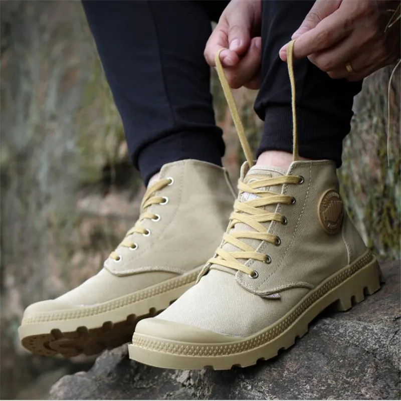 

Autumn and spring 2018 new non-slip breathable middle canvas shoes Paladin men's outdoor casual shoes fashion hot sneaker