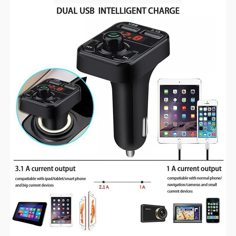Bluetooth MP3 плеер VicTsing FM передатчик беспроводной радиоадаптер USB зарядное устройство