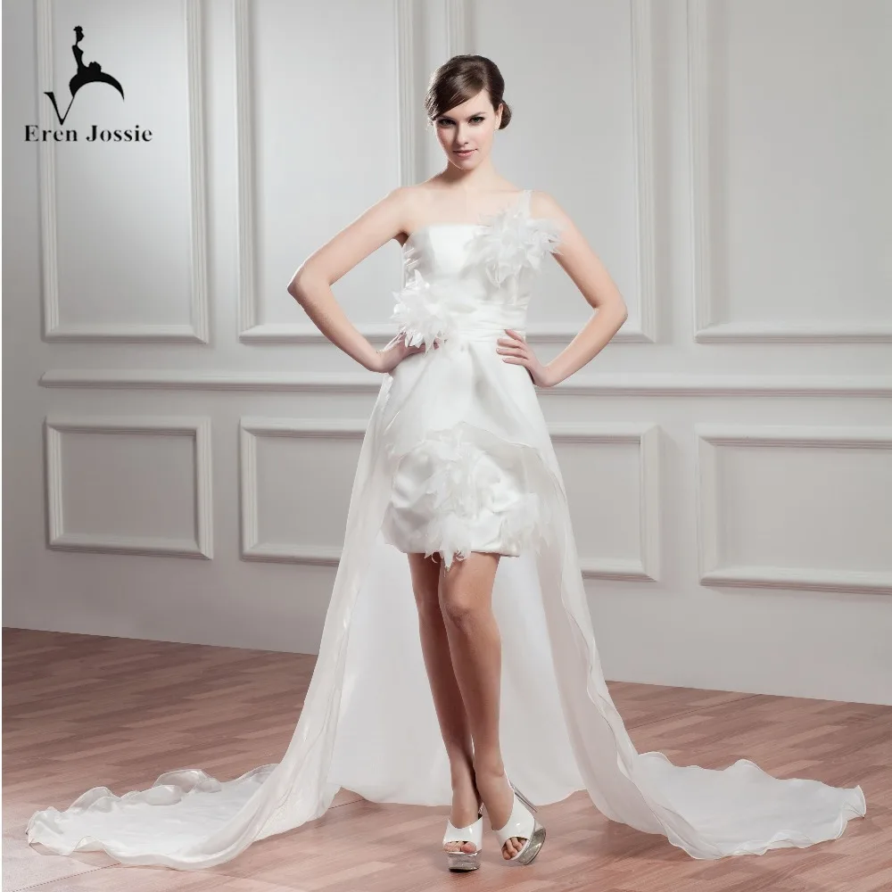 Eren Jossie Simple Design Ivory Organza One Shoulder Wedding Dress