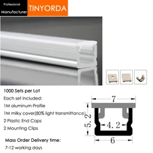 Tinyorda 1000 шт.(длина 1 м) светодиодный профиль Alu светодиодный профиль канала для 5 мм Светодиодная лента 1 м светодиодный профиль