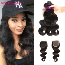 8A Peruvian Virgin Hair Body Wave With Closure 4 Bundles Cheap Human Hair With Closure Peerless