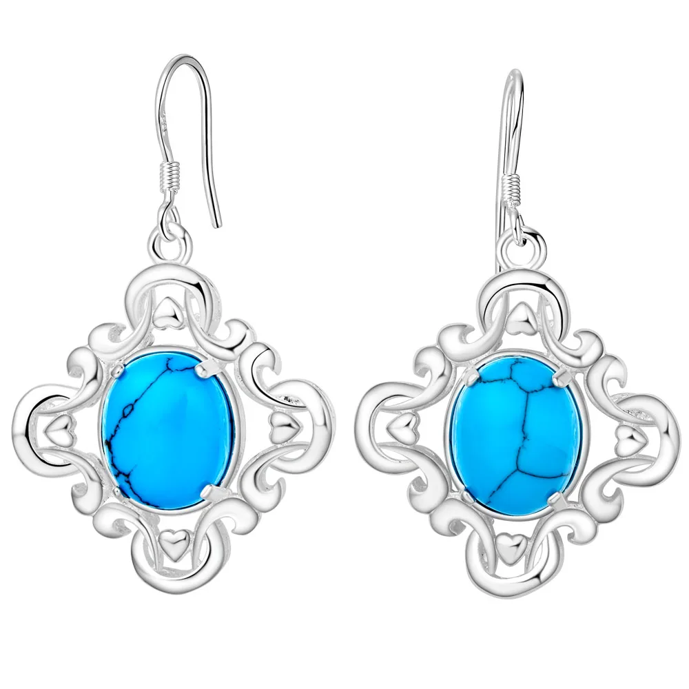 

Fashion exquisite Round hollow decorative pendant drop earrings New Silver Plated Girl Fashion Earrings