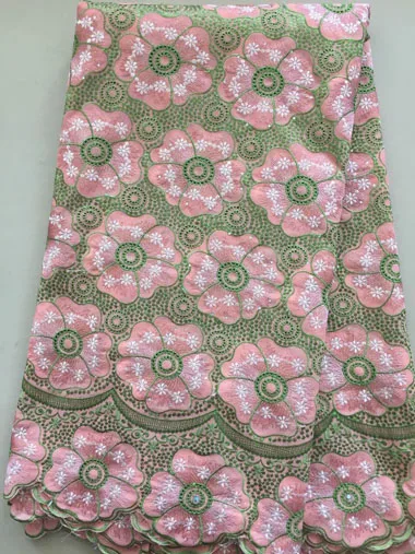 

Nigerian Lace fabrics 2019 African Swiss Voile Lace High Quality Swiss Voile Lace with stones For Wedding dress FLL3293 PEACH
