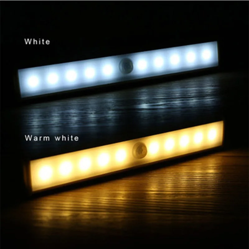cheap Rechargeable LED Night Light Infrared Motion Sensor Bookcase Lamp Cabinet Wardrobe Bedroom Emergency Lighting