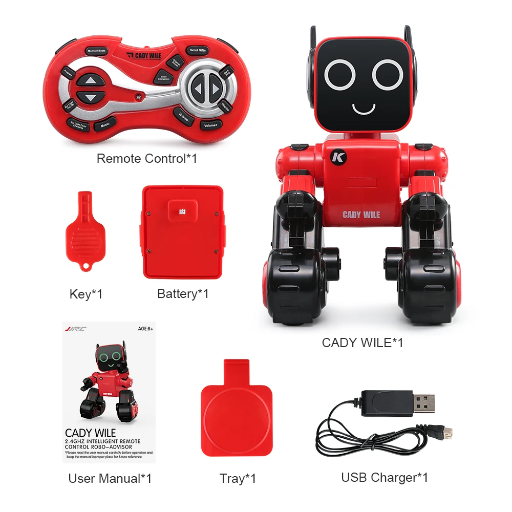 JJRC RC робот интеллектуальная программа Рождественский подарок игрушки интерактивное управление звуком голосовая запись оповещение пункт передача вставка монеты танец