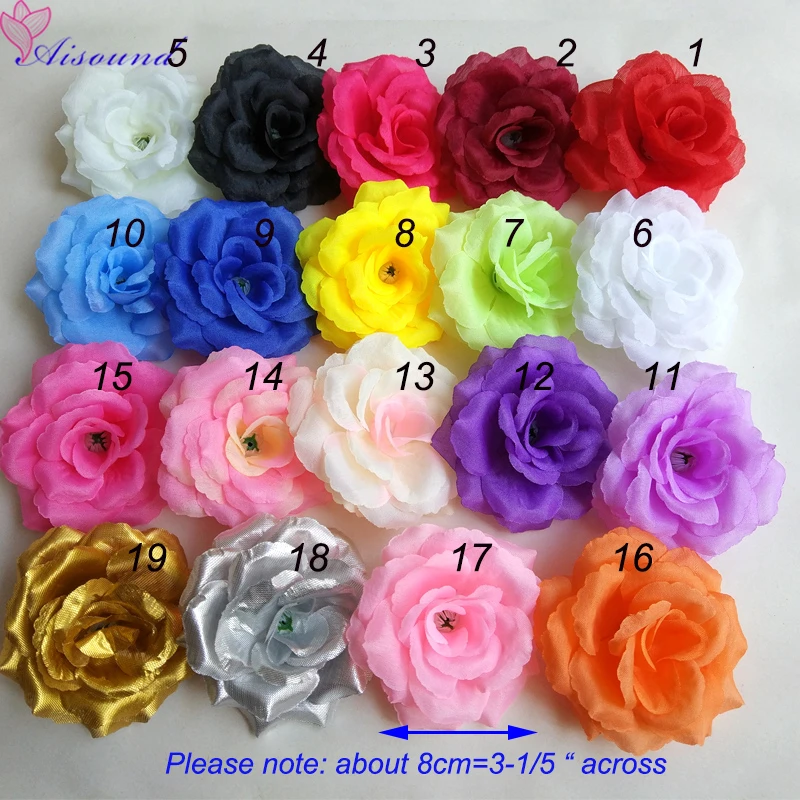 16pcs 8cm Handmade Artificial Silk Rose Flowers Head DIY Craft Supplies