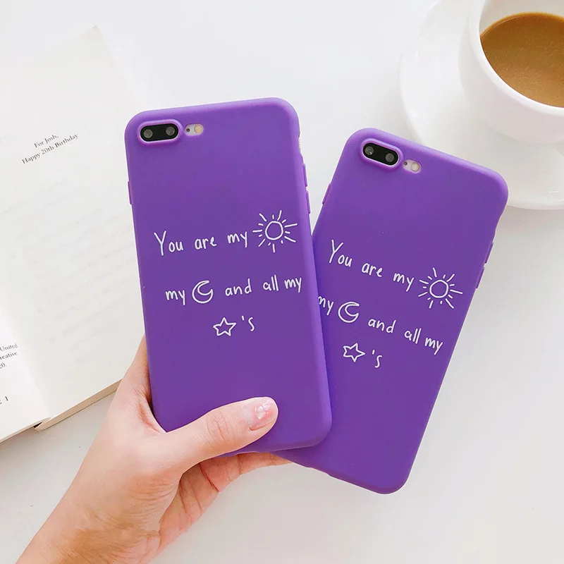

Luxury Purple Lovers Phone Cases For iphone X Case With Fashion Cute Letter Back Cover Cases For iphone 6 6s 7 8 Plus Case Shell