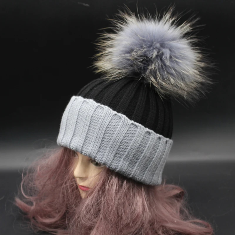 Женские зимние меховые шапки с помпоном вязаные цветным 2018|bobble hat|fur hatfur hats for women |