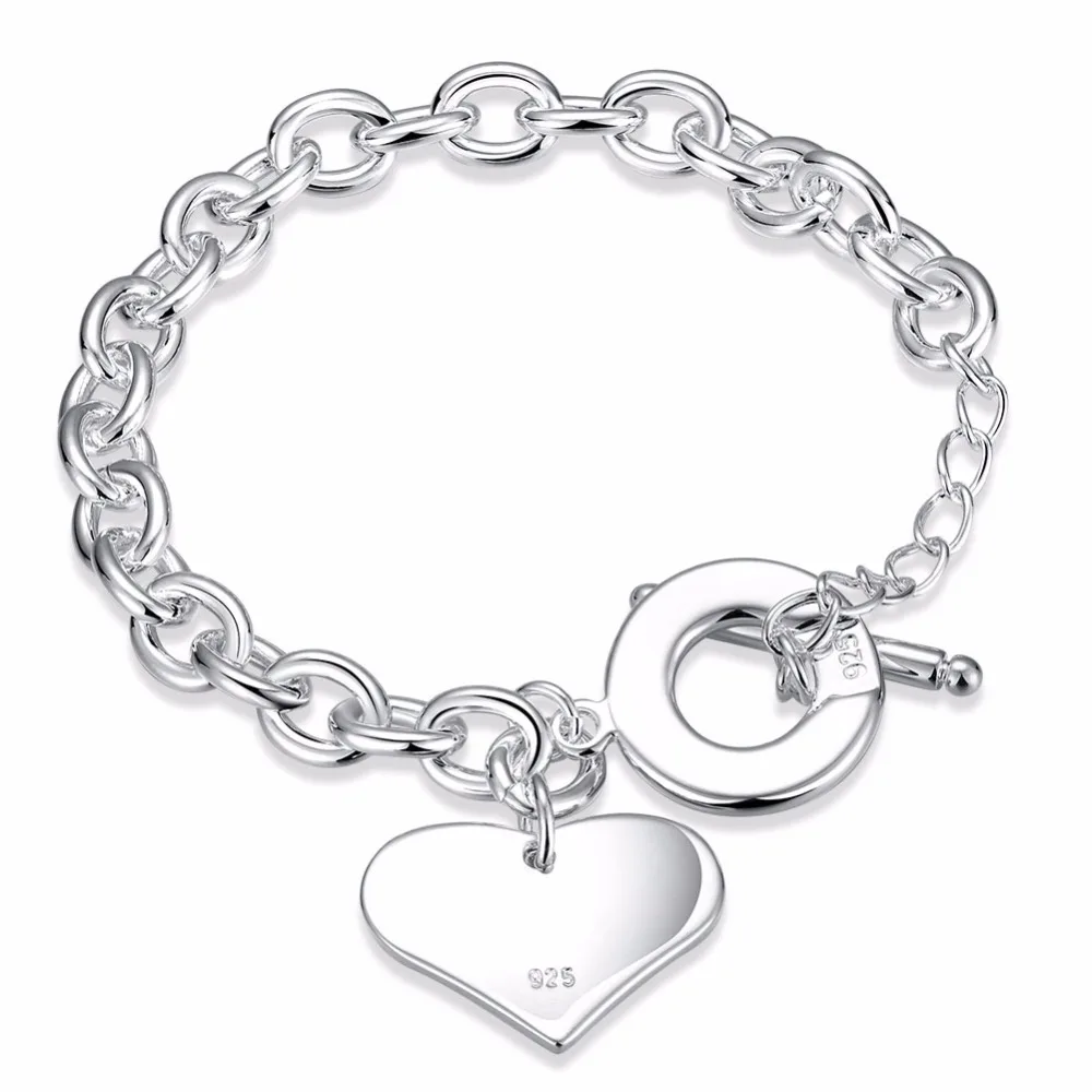 

Free Shipping Wholesale Plated Silver Bracelet, Plated Silver Fashion Jewelry Multi-Hearts TO bracelet KDH285