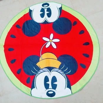 

127cm mickey Round Beach Towel printed cotton Beach Towels Large Towel Cartoon Microfiber Bath Toalla for Kids birthday present