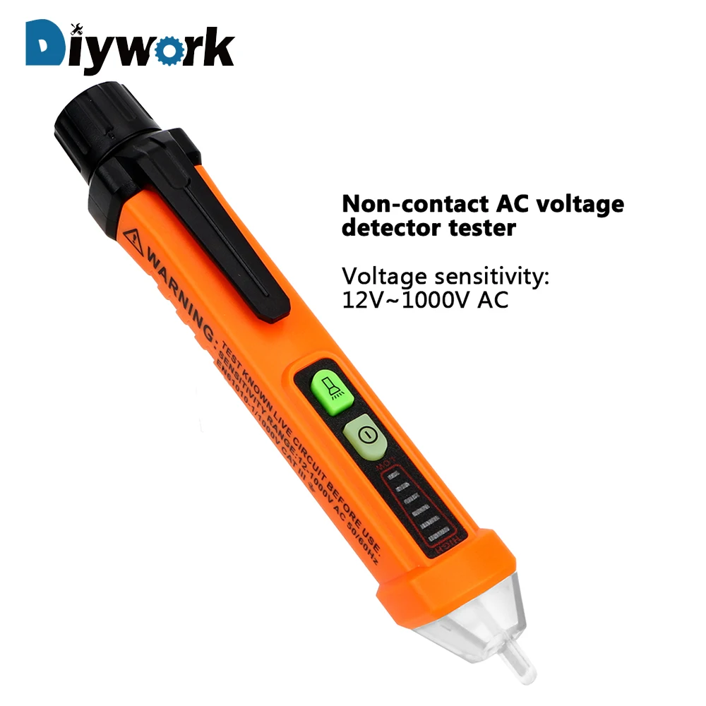 DIYWORK PM8908C Non Contact Voltage Detector with Flashlight 12 1000V