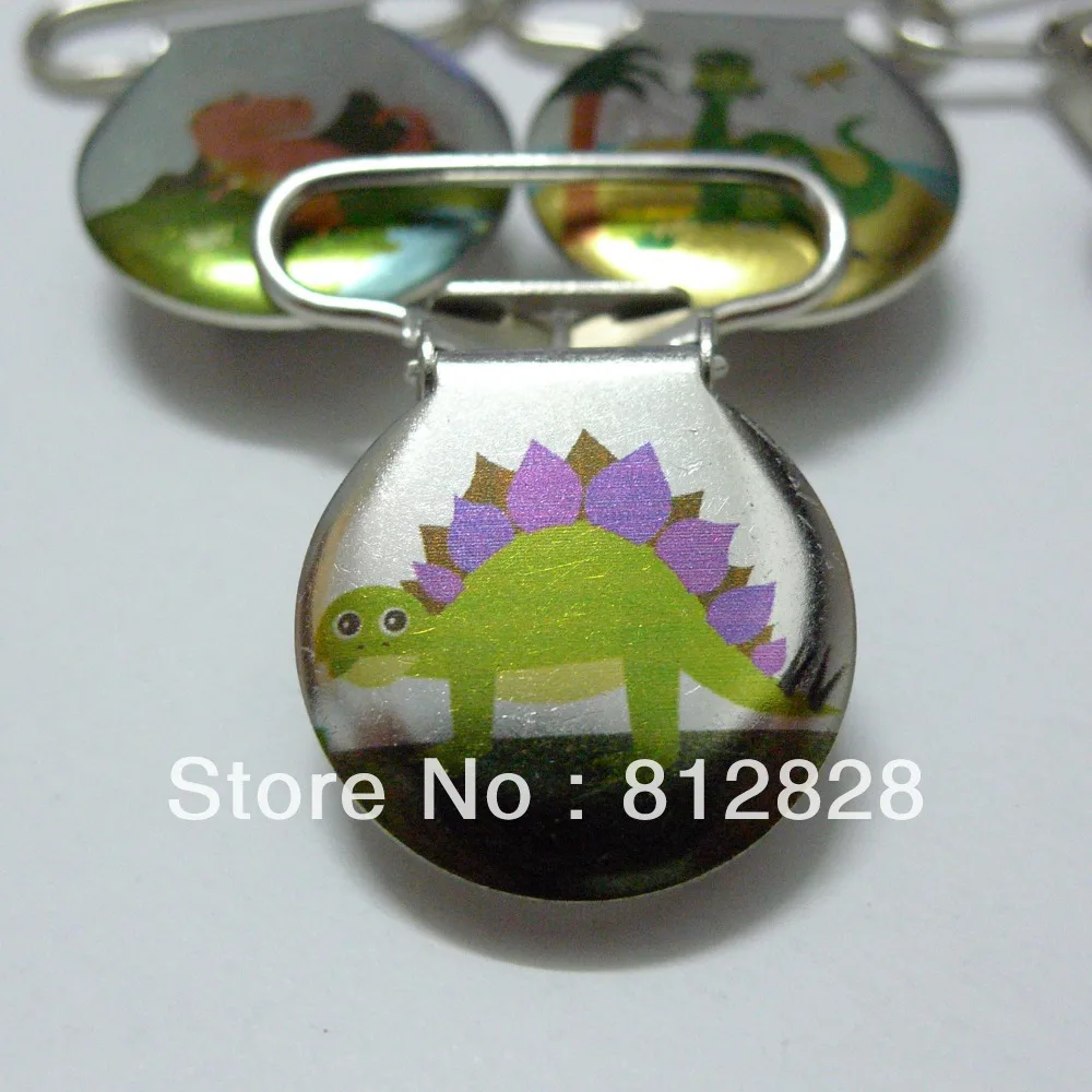 25pcs 1'' 25mm Dinosaur Stegosaurus Pacifier Clips/Suspender Clipsin