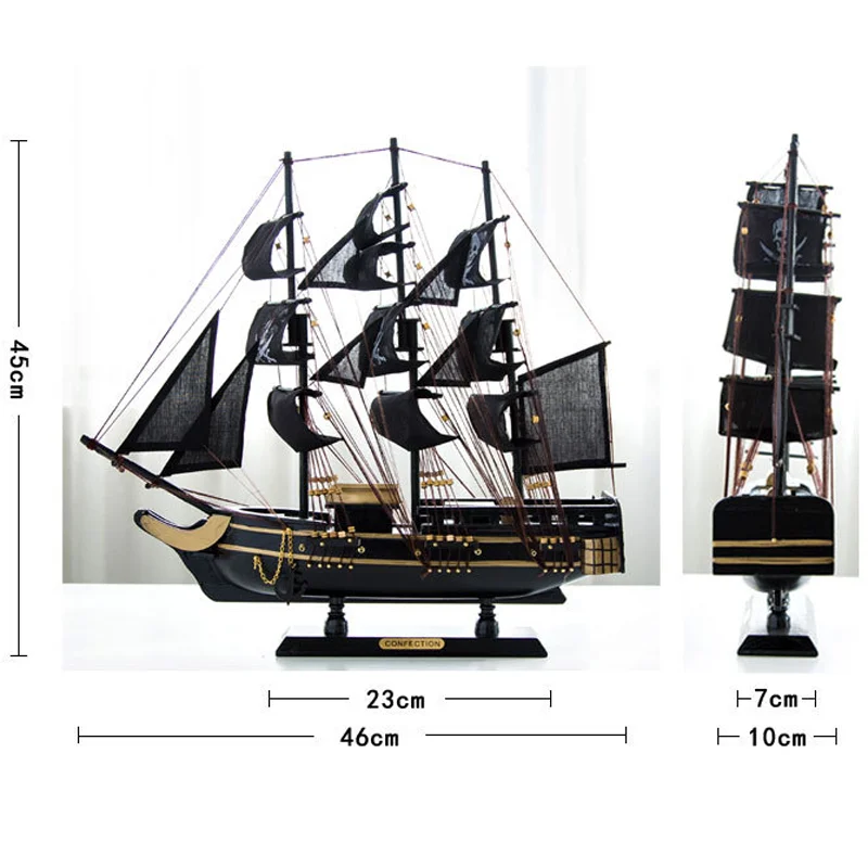 LUCKK 50 см медитерреанская стильная деревянная Статуэтка модель пиратского корабля морская классика деревянные поделки украшение дома морские аксессуары