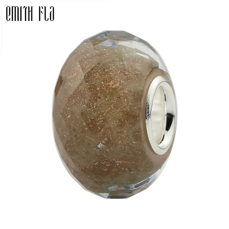 

925 Sterling Silver Charms Round-brilliant-shape Charms Beads Large Hole Lampwork Beads for Jewelry Making Silver 925 Jewelry