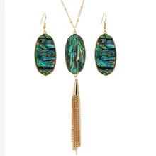 YJX массивное овальное ожерелье с подвеской, серьги-капли, ювелирный набор, имитация абалона, раковина, слоновая кость, перламутр