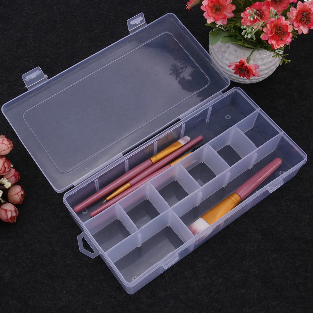 

18 Compartment Adjustable Detachable Storage Box Jewelry Nail Art Decorations Makeup Brushes Tool Container Organizer Box Case