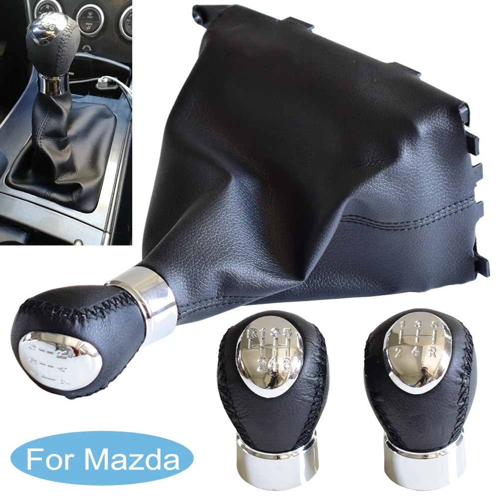 

Gearshift Stick Knob Lever Shifer With Gaiter Boot For Mazda 6 2002 2003 2004 2005 2006 2007 Manual 5 6 Speed Car Styling