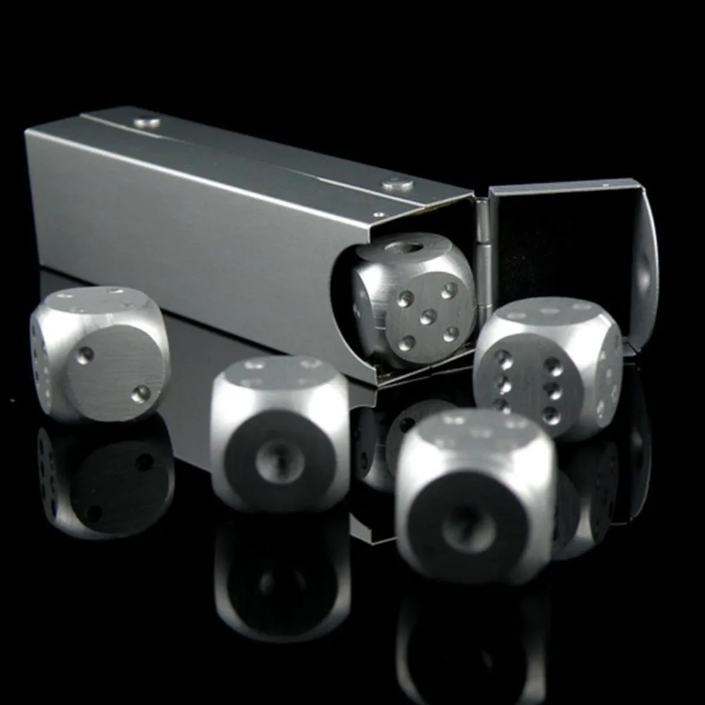 Высококачественный алюминиевый сплав для покера 5 шт. серебряный цвет твердые кости для домино для азартных игр переносные игральные кубики