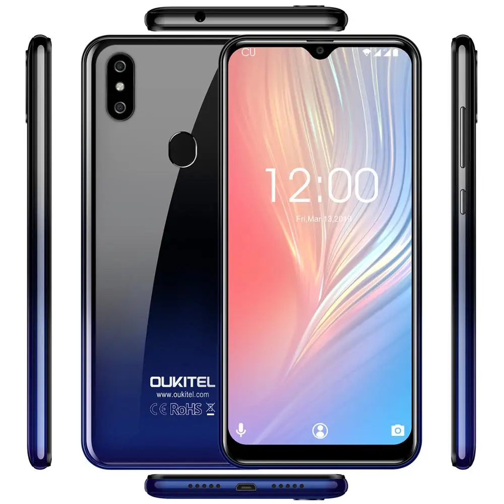 OUKITEL C15 Pro+ 6.088'' 19:9 Android 9.0 Cellphones 3GB 32GB MT6761 Waterdrop 4G Smartphone Fingerprint Face ID 5G WiFi Phone