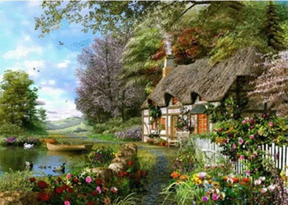 

New Forest house Needlework,DIY 14CT Cross stitch,Embroidery kits,Art Cross-Stitching Handmade Pastoral scenery Warm meadows