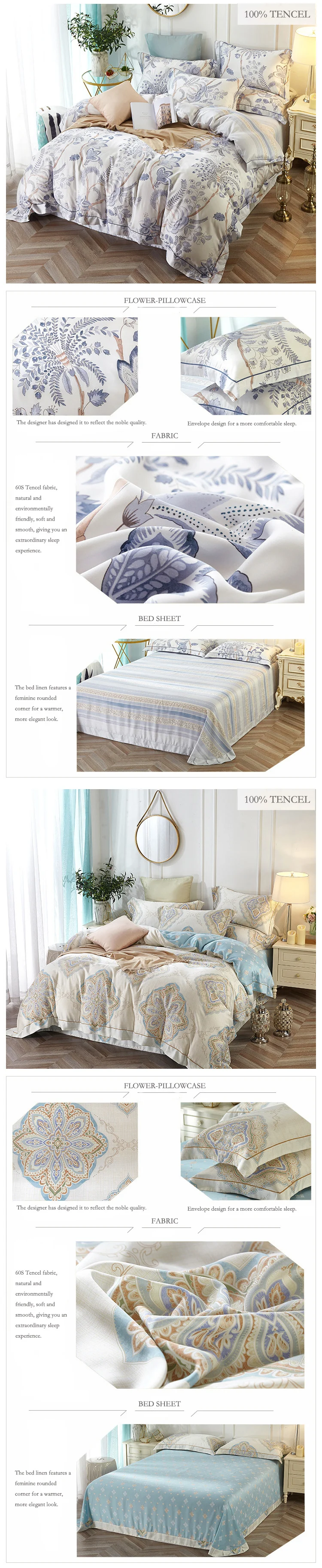 flower bedding set luxury bed sheets palace duvet cover tencel cotton bed sheets quilt cover set parure de lit adulte bedclothes 01