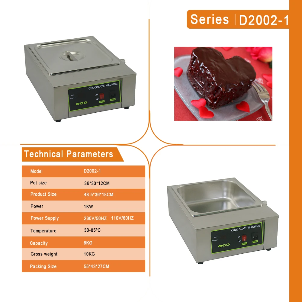 Растопление шоколада горшок машина из нержавеющей стали Электрический Шоколадный нагреватель мелтер шоколадные фонтаны 8 кг Емкость цифровой экран