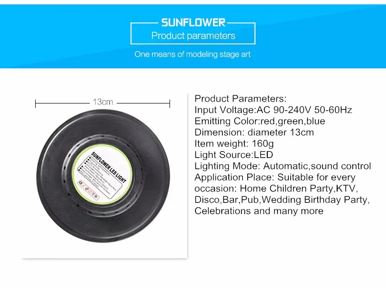 TRANSCTEGO Дискотека светодиодная сценическая лампа Подсолнечник Вращающаяся лампа музыка Голосовое управление солнце фон настенные лампы Мини Вечерние лазерный светильник s