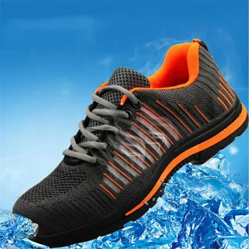 

Men Steel Nose Safety Work Shoes grid Lightweight Breathable Casual Sneaker Prevent piercing Protective boots