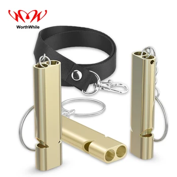 

WorthWhile 1 Piece Survival Whistle Outdoor Camping Hiking Aluminum Alloy Travel Emergency Kit EDC Keychain SOS Gold Silver