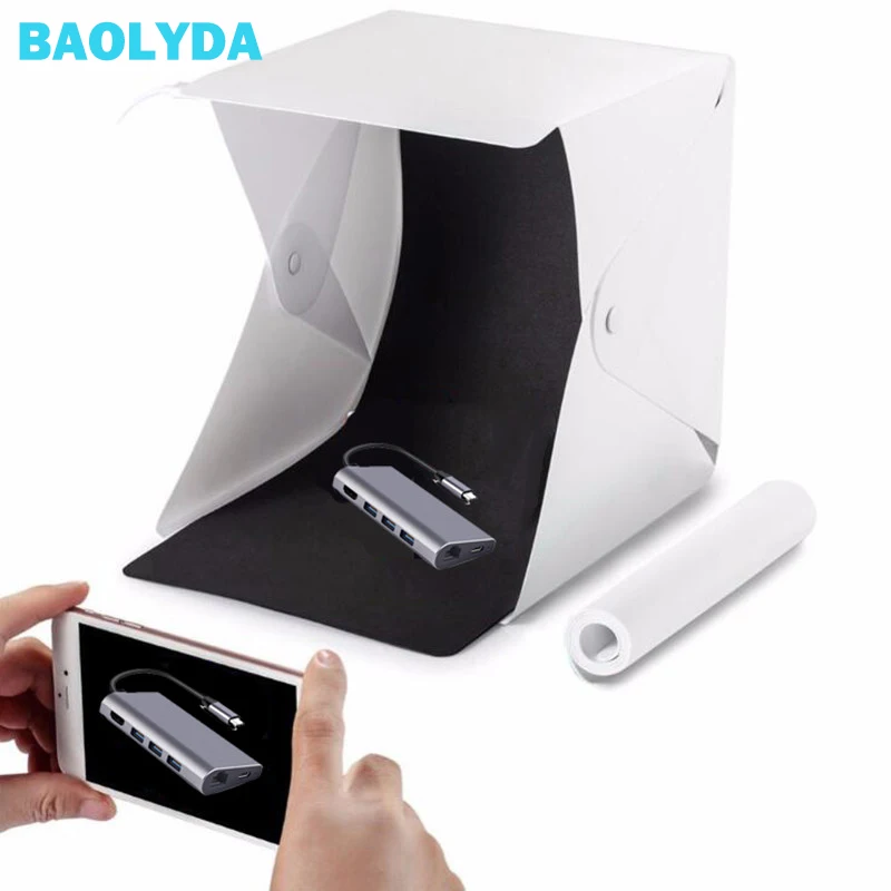 

Baolyda 30cm mini Folding Lightbox Photography Studio Softbox LED Light Soft Box Camera Photo Background Box Lighting Tent Kit