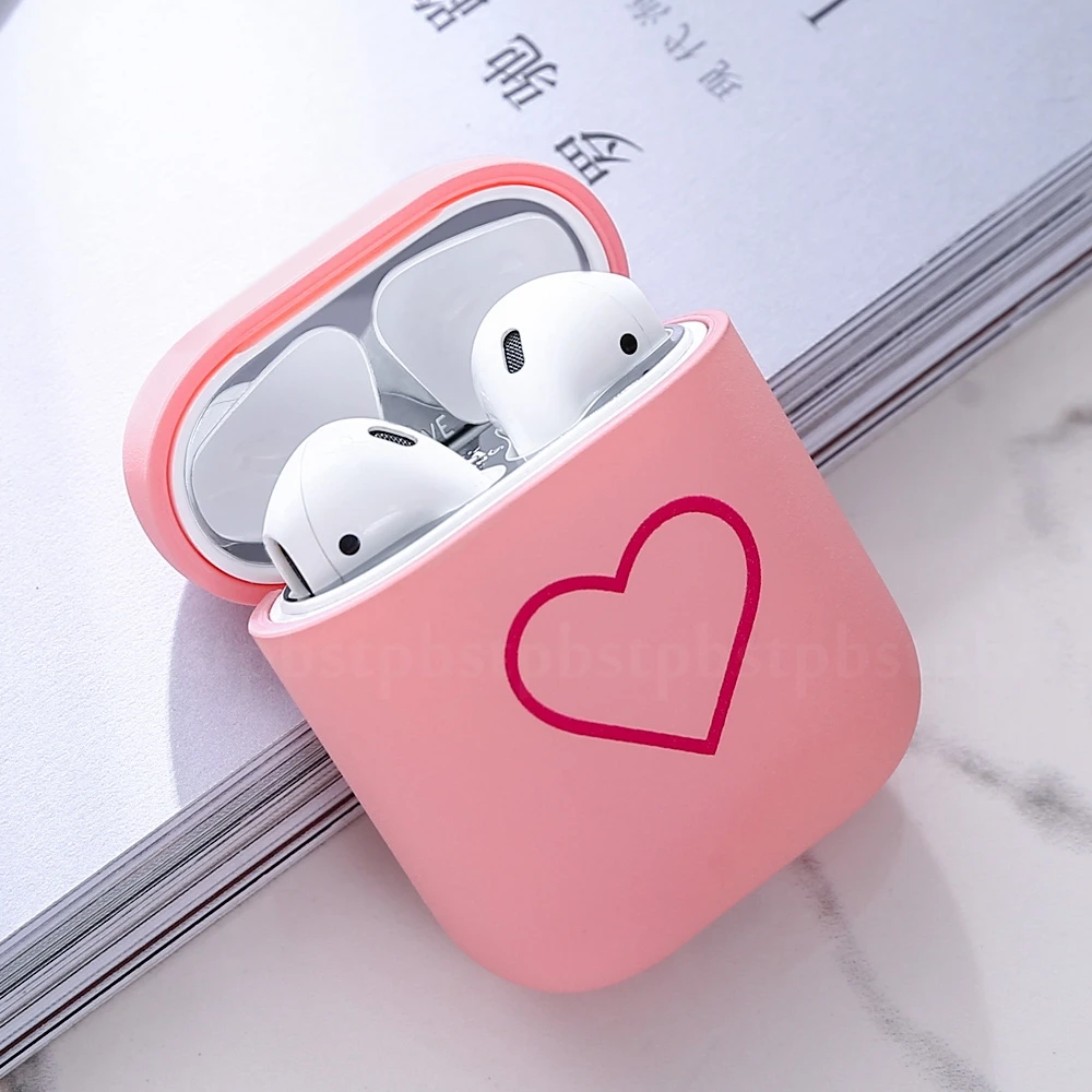 Чехол для Airpods 2 1 Love Heart PC, беспроводные наушники с Bluetooth, защитный чехол для Apple Airpods Air pod, зарядная коробка, милый чехол