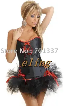 

Wholesale Ladies Sexy Lingerie Satin Lace Up Basque Corset Separate Tutu S-XL bl1614