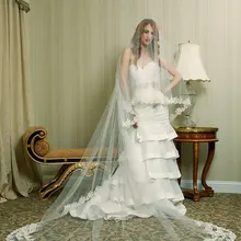 4.0 м фаты бестселлер долго завеса один слой тюля фата мантилья собор аппликация край фата V806