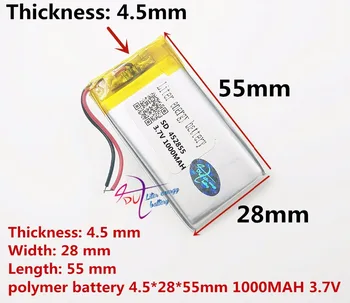 

Free shipping 3.7V,1000mAH,[452855] PLIB; polymer lithium ion / Li-ion battery for dvr,GPS,mp3,mp4,cell phone,speaker
