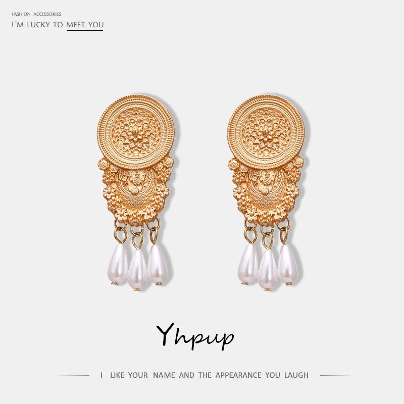 

Yhpup New Stylish Baroque Geometric Dangle Earrings Vintage Ethnic Earrings for Female Party Jewelry pendientes mujer moda 2019
