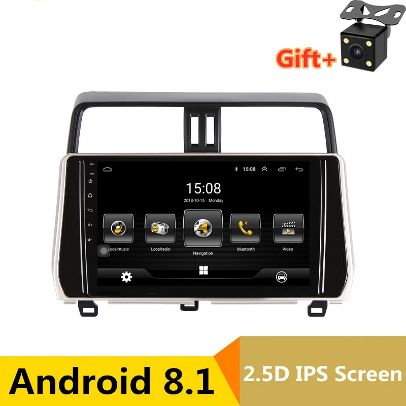 

10.1" 2.5D IPS Screen Android 8.1 Car DVD GPS Video player For Toyota Prado 2018 headunit audio car radio stereo navigation wifi