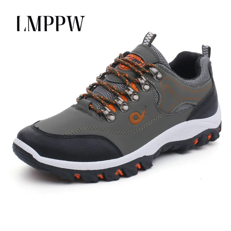 

High Quality Men Hiking Shoes Outdoor Waterproof Leather Shoes Breathable Non-slip Wear Men Sneakers 2018 Men Sport Casual Shoes