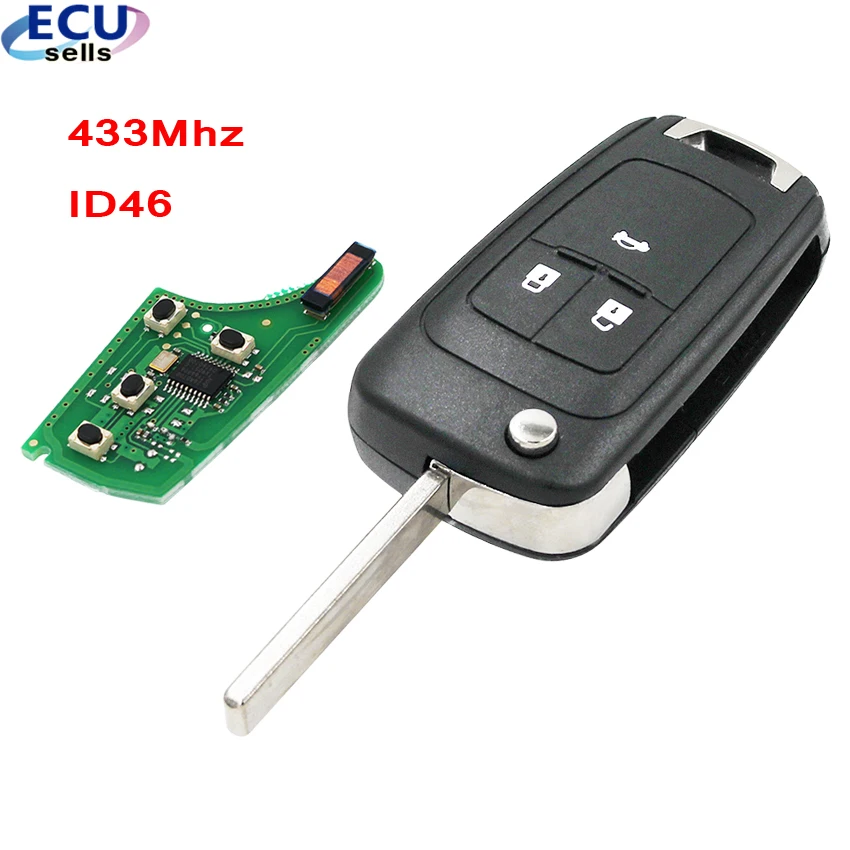 

3 Button Floding Remote Key Fob 433.92MHz ID46 for Opel Insignia 2009-2014
