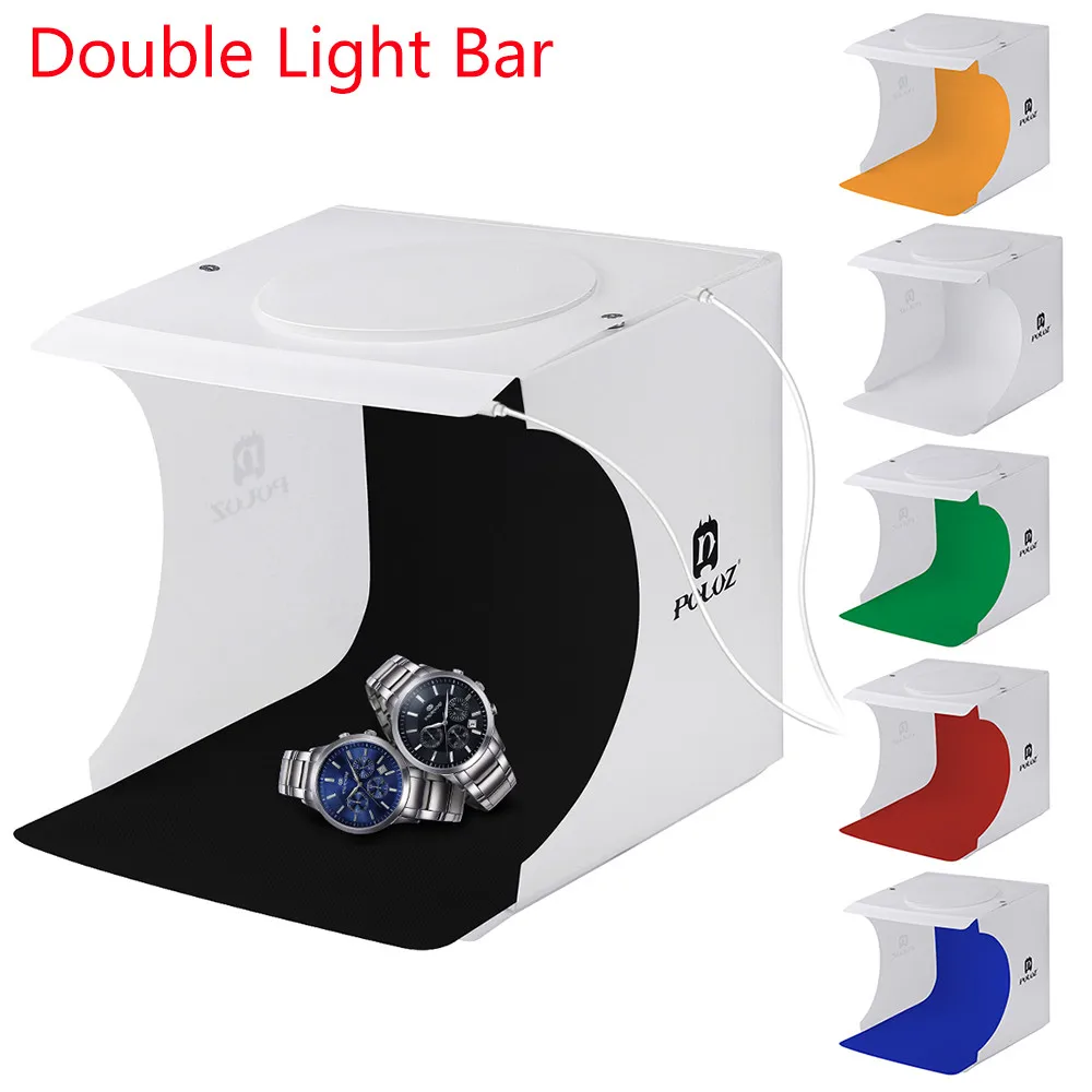 

6PCS Background + Double LED Light Room Photo Studio Photography Lighting Tent Backdrop Cube Box