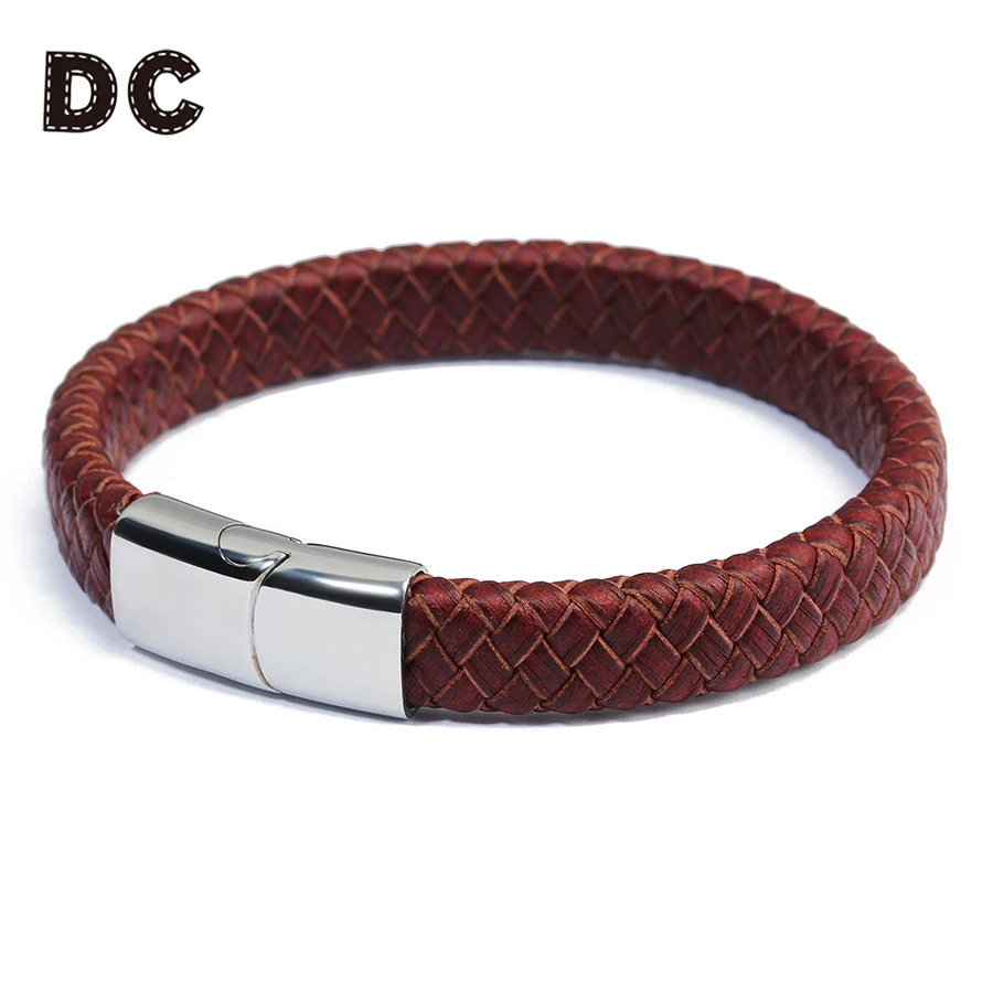 

DC 2018 New Genuine Leather Bracelet for Men and Women Jewelry Vintage Simple Style Male Braided Leather Bracelets for Chrismas