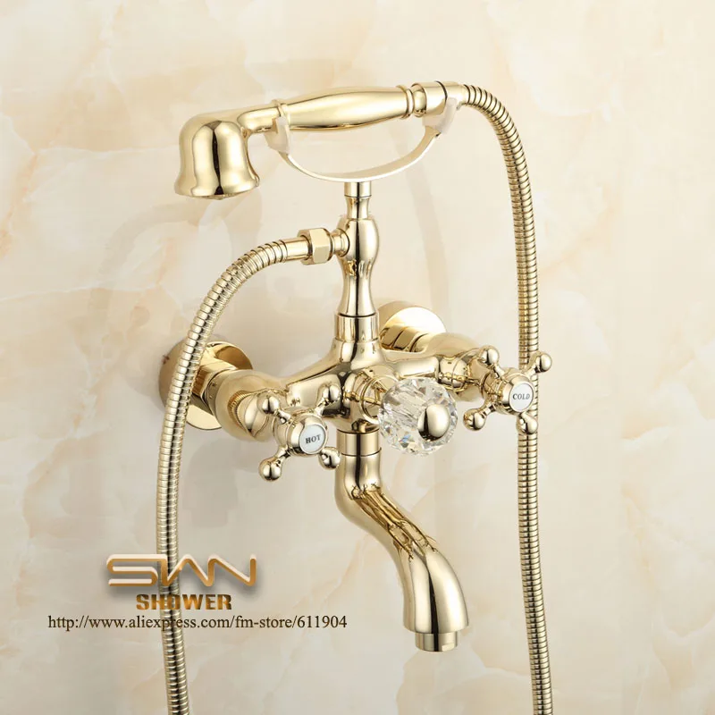 New Luxury Gold Color Bathroom Clawfoot Bathtub Faucet Handheld Shower