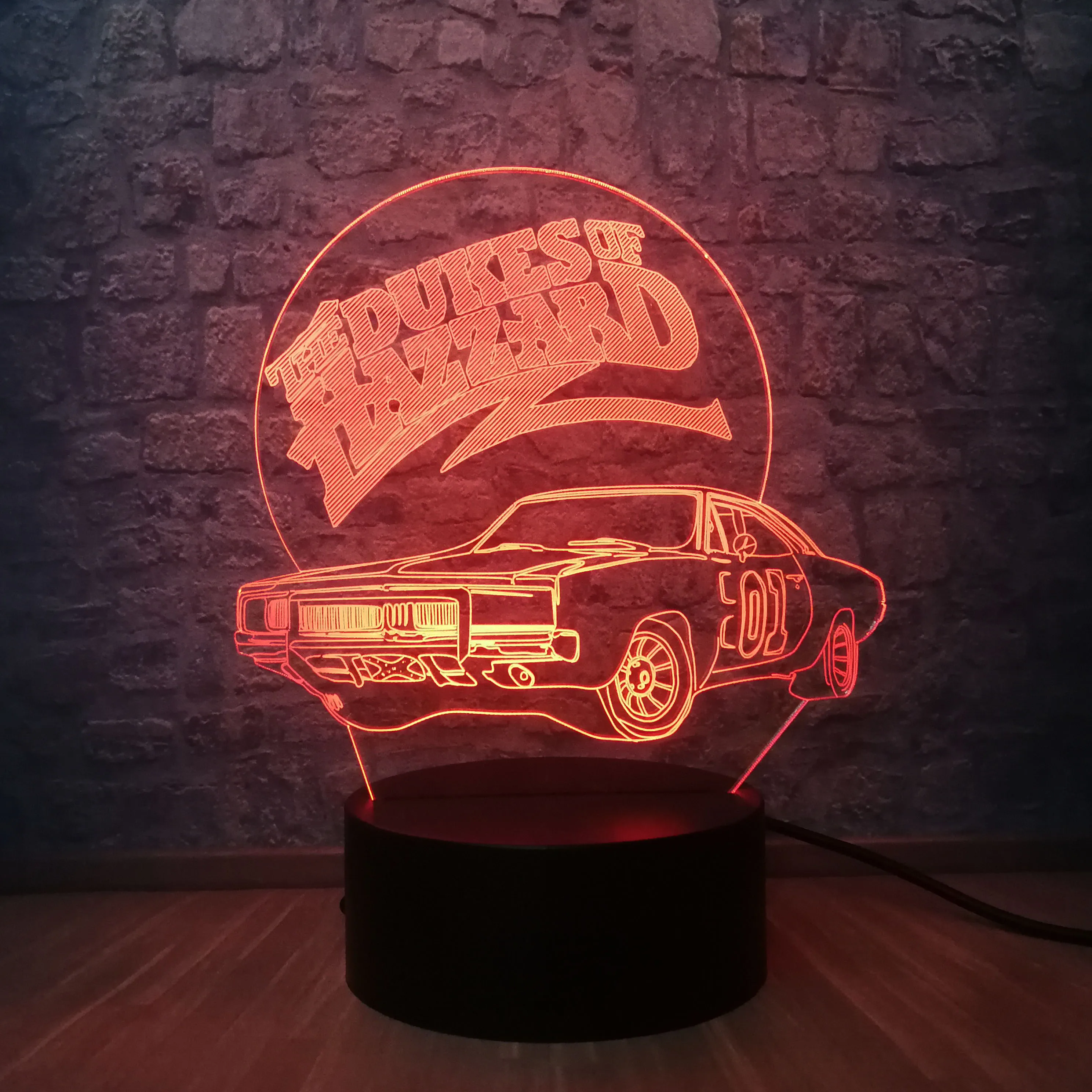 

3D Hazzard Car Led Lamp USB Night Light Multicolor Lava RGB Lighting Luminaria For Boys Kids Christmas Gift Toy Home Decorative