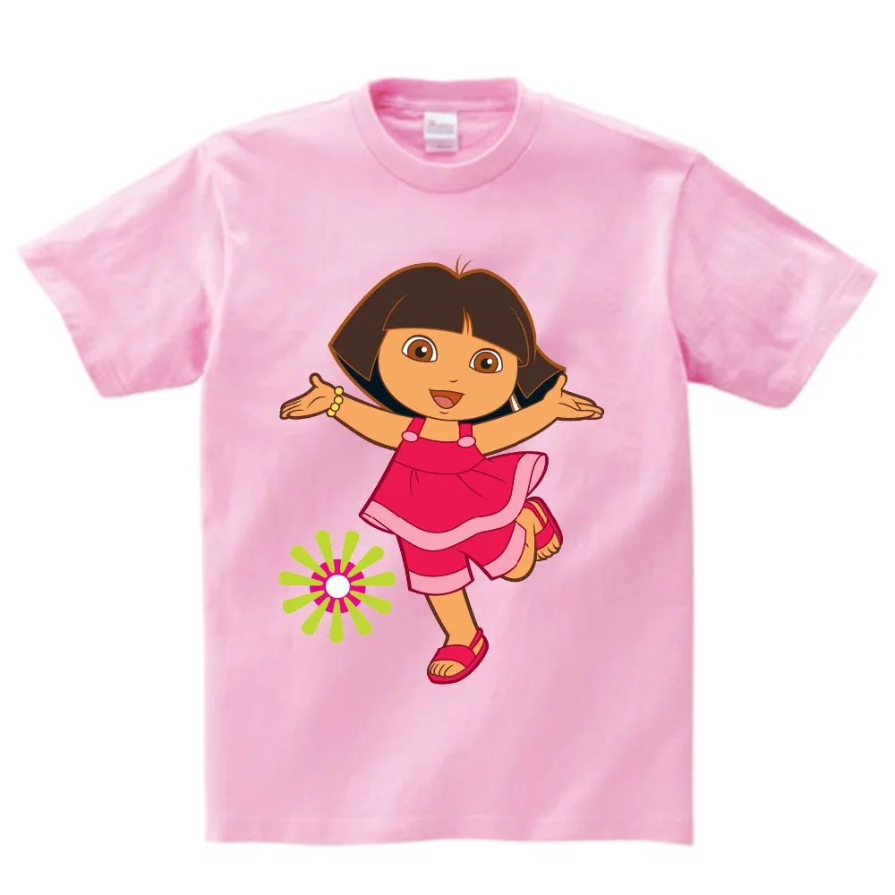 Новая Брендовая детская футболка Милая стильная футболка с рисунком Доры для девочек летние топы для маленьких девочек