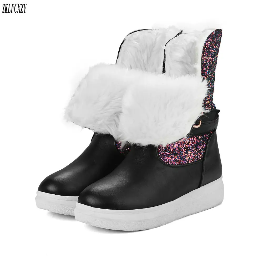 

SKLFCXZY 2018 Winter new fashion cotton wool warm snow boots warm women's boots comfortable women's shoes size 34-43