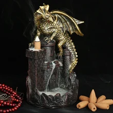 Смола Дракон Птерозавр обратного потока ладан горелки дым водопад ладан держатель замок курильница ладан ремесло творческий домашний декор