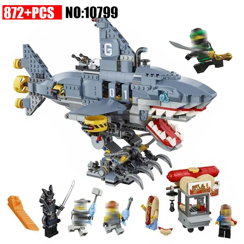 

NEW 10799 Ninja Movie blocks set 872pcs Gamma shark carrier DIY Learning Bricks compatible with 70656 Toys For Children