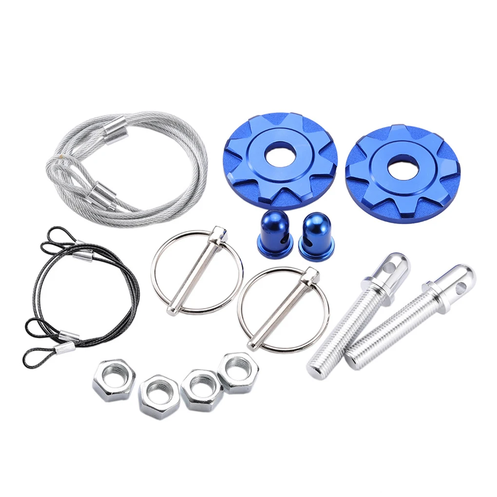 

Universal Blue Racing Hood Pin Aluminum Alloy Lock Kit Engine Bonnet Latch Mount Set Car Accessories